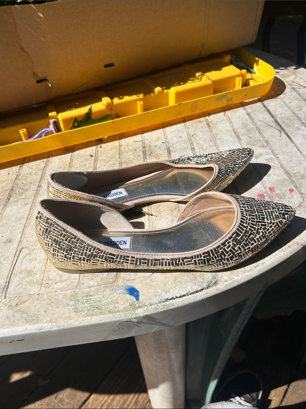 Steve Madden Beige Patterned Pointed-Toe Flats